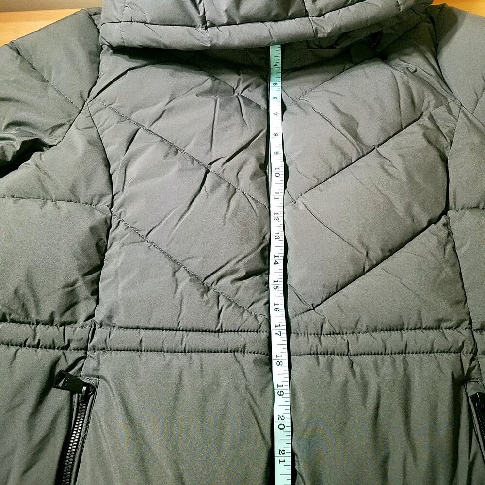 DKNY Long Quilted Puffer Jacket XL Gray New With Tags Removable Hood - Picture 6 of 16